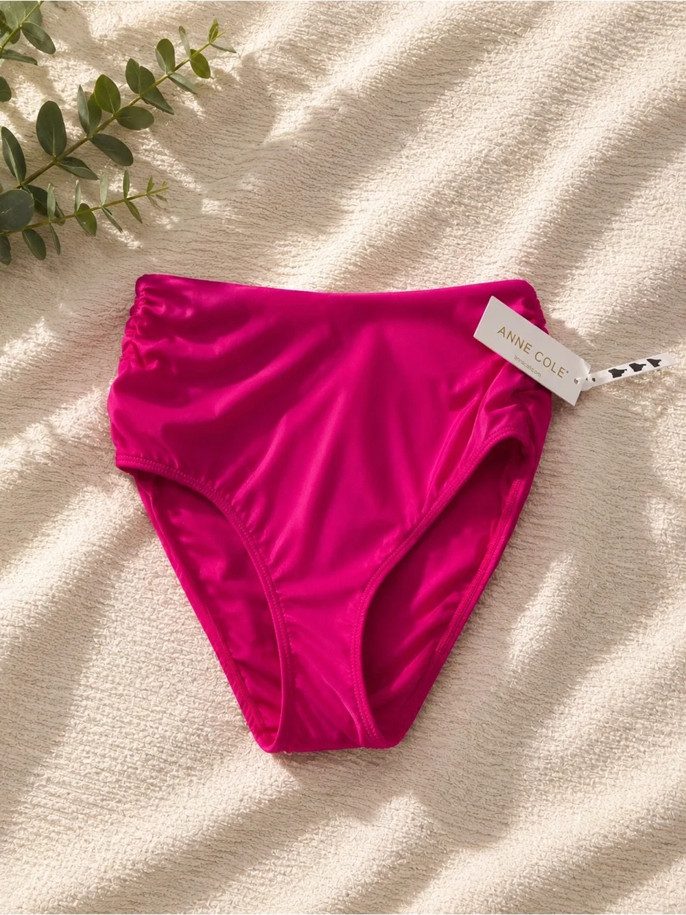 Anne Cole High-Waist Bikini Bottoms in Bright Fuchsia